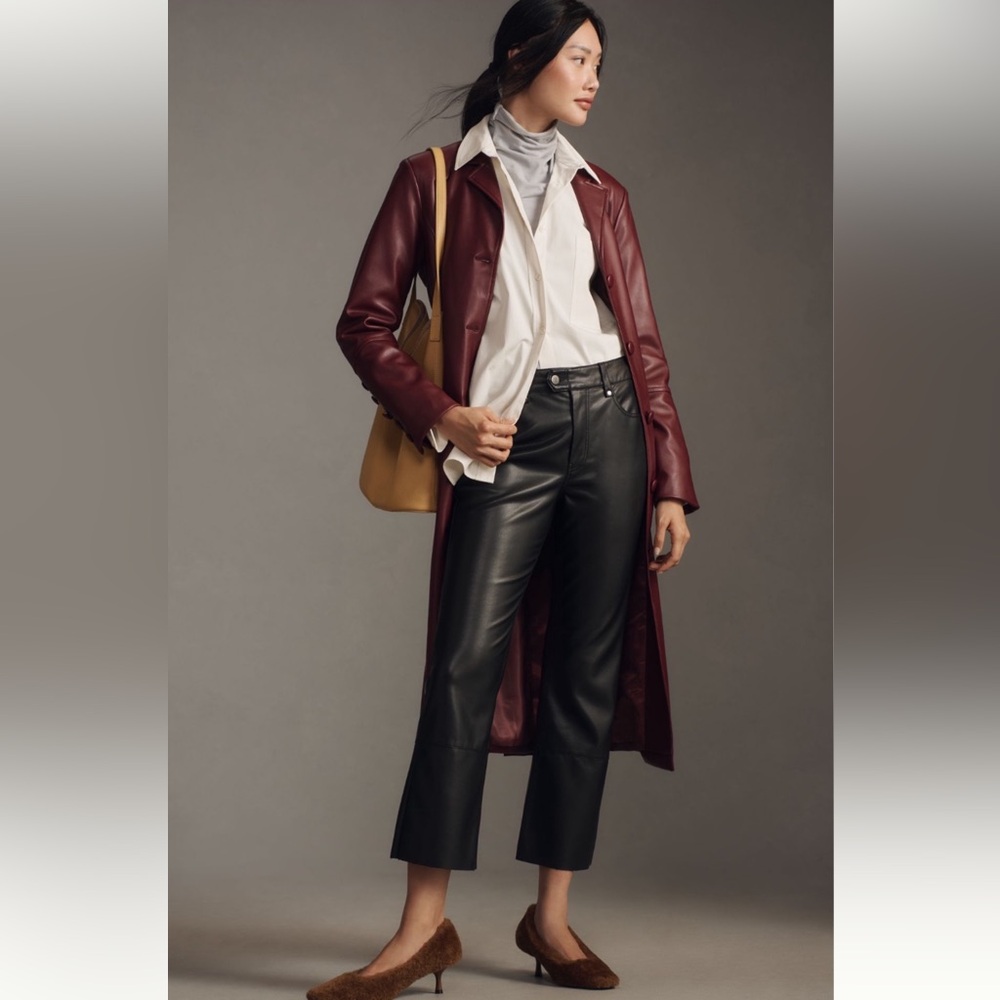 NWT Anthropologie PILCRO Faux Leather Cropped Moto Pants size 27